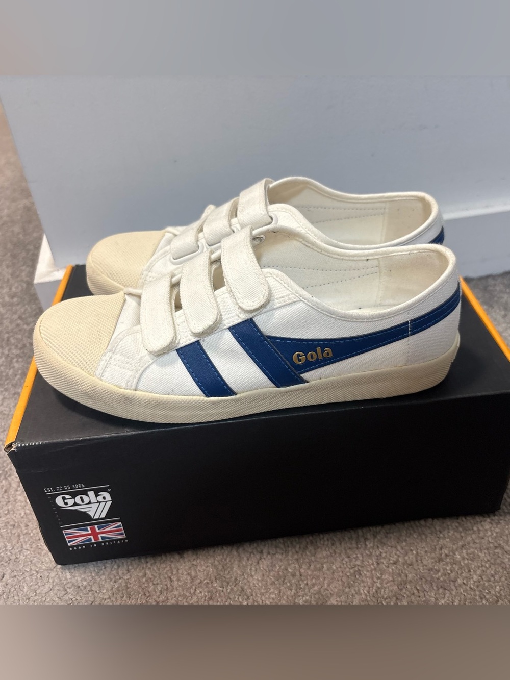 Gola Women’s Off-White and Blue Velcro Canvas Sneakers